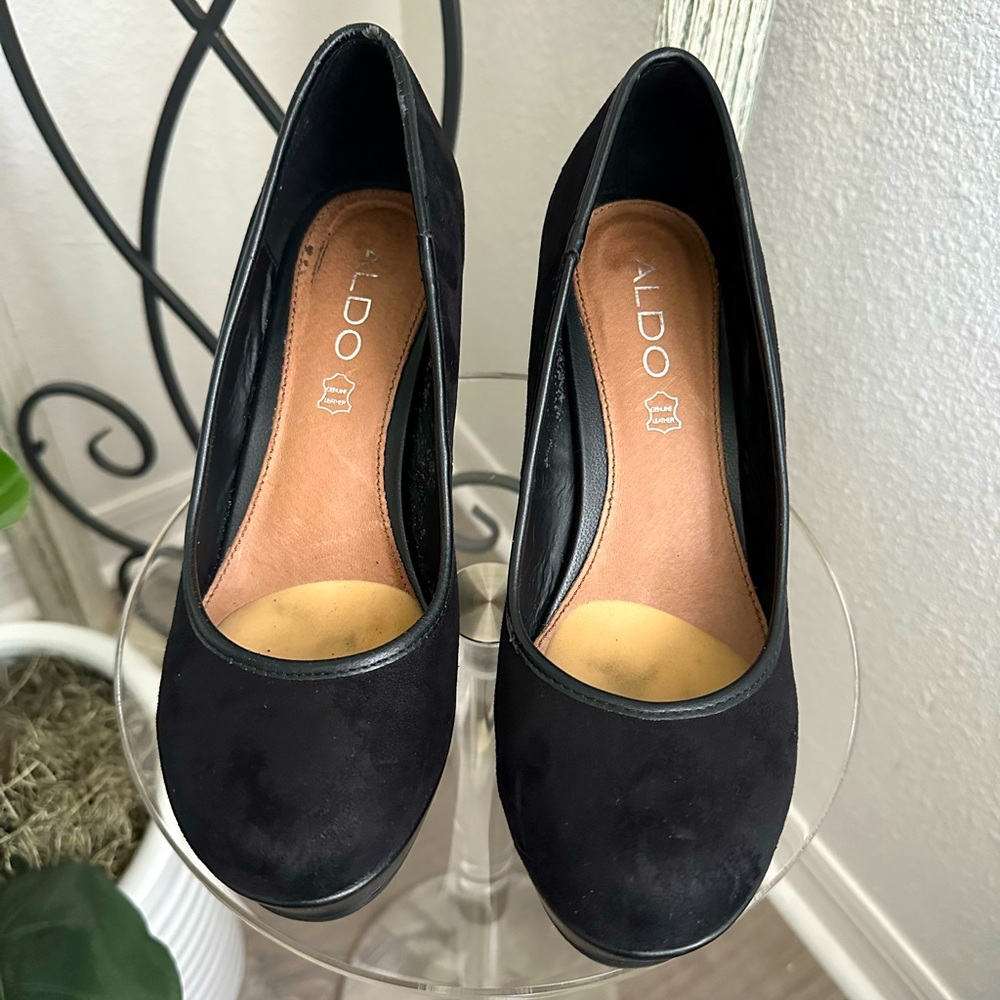 ALDO - Risano - 96 - Curated Black Suede Wedges in original box